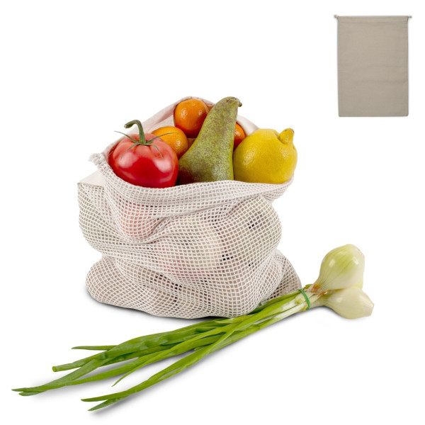 Herbruikbaar groente & fruit zakje OEKO-TEX® katoen ecru 30x40cm